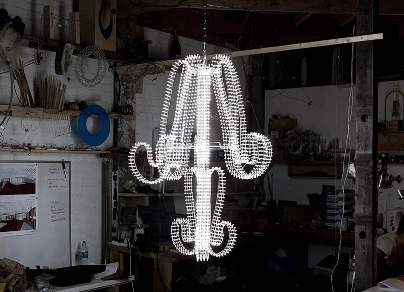 treble chandelier in studio